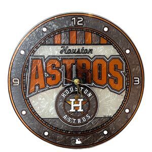 12" Houston Astros MLB Licensed Art Glass Clock - Replacement Movement - Working